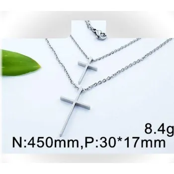 Přívěsek Dva křížky nad sebou - ocelový přívěsek i s 45cm řetízkem - varianta 2