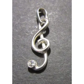 Přívěsek Houslový klíč se zdobenou patičkou - stříbrný přívěsek