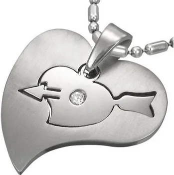 Přívěsek Prostřelené srdce v srdci - ocelový přívěsek