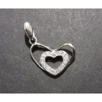Přívěsek Malé srdíčko zdobené ve větším srdci - přívěsek ze stříbra