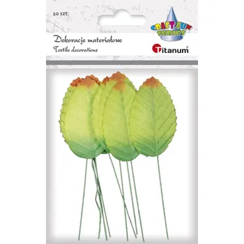 umělá květina List na drátku, zelený/oranžová špička, 3 x5 cm, 10ks/bal.