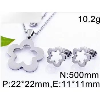 Souprava šperků Ocelový set květ - přívěsek s řetízkem a náušnice