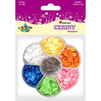 Flitry-6 barev/pastel+špendlíky, 6mm