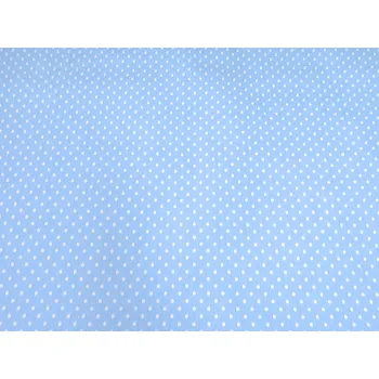 Bavlněná látka, cena za 1 metr, šíře 160cm, L119, bílé puntíky na blankytně modré