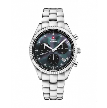 Hodinky Stříbrné dámské hodinky Swiss Military Hanowa s ocelovým páskem Elegant Chronograph SM30207.01 38MM