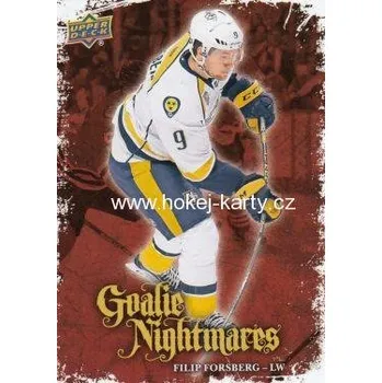 Sběratelská karetní hra insert karta FILIP FORSBERG 16-17 UD Ser. 1 Goalie Nightmares číslo GN-17
