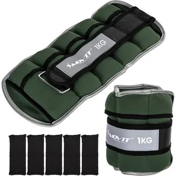 Zátěžové oblečení Neoprenové zátěže na ruce a nohy, suchý zip, olivově zelené, 2x1 kg