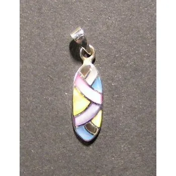 Přívěsek Ovál s barvenou perletí - stříbrný přívěsek