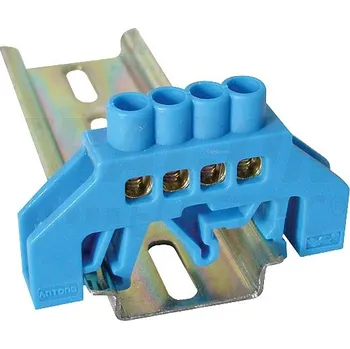 Tracon NPE-B6-4 Můstek na neutrální vodiče (N), izolovaný, modrý 230/400VAC, 63A, 6×9mm, 4P, IP20 (Tracon NPE-B6-4)