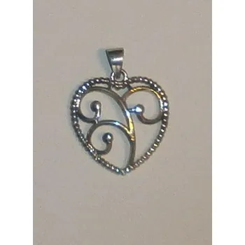 Přívěsek Srdce průhledné a zdobené - stříbrný přívěsek