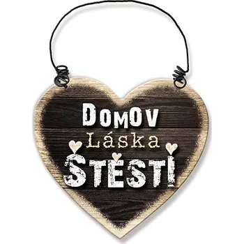 Nekupto Dřevěná cedulka srdíčko Domov, láska, štěstí Sladký domov