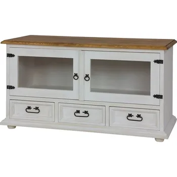 Konferenční stolek Rustikální TV stolek WHITE HOME RTV08 Barevné provedení: Bílý vosk K17 - hnědý vosk K15