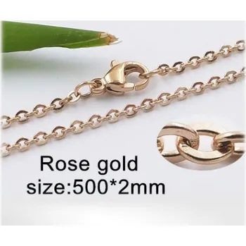 Řetízek Ocelový náhrdelník - 500x2mm, barva rose gold