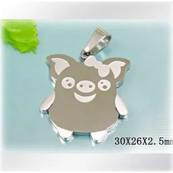 Přívěsek Prasátko s mašličkou - ocelový přívěsek