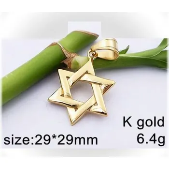 Přívěsek Hexagram ve zlaté barvě - ocelový přívěsek