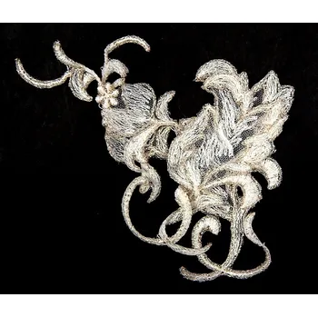 Nášivka, krémový květ vrstvený, 13 x 8 cm