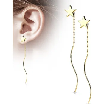 Náušnice Steel Edge Dlouhé náušnice z chirurgické oceli SESE3988 Barva: Zlatá