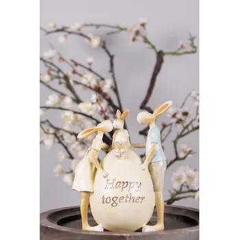 Velikonoční dekorace Velikonoční dekorace králíčci u vajíčka Happy together - 13*9*17 cm