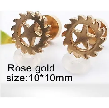 Náušnice Ocelové náušnice - Hmotnost: 2.2 g, 10*10mm, Růžová PVD vrstva