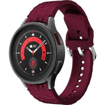eses Silikonový řemínek strukturovaný pro Samsung Galaxy Watch 4, 5, 6, 7 - Vínový, 20 mm