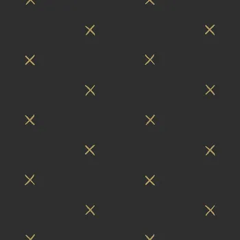 Tapeta Černá vliesová tapeta se zlatými křížky 139130, Black & White, Esta