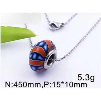 Přívěsek Bílo-červený korálek - ocelový přívěsek s řetízkem 45cm