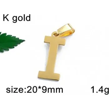 Přívěsek Písmenko I ve zlaté barvě 20x9mm - ocelový přívěsek