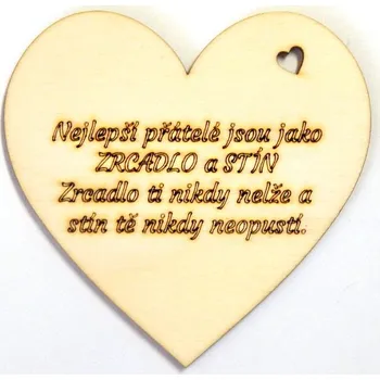 Svatební dekorace Dřevěné výřezy, srdíčko s nápisem, 8 cm, Nejlepší přátelé..., 1ks
