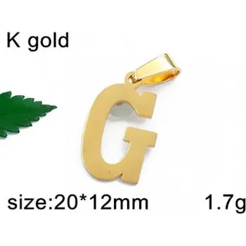 Přívěsek Písmenko G ve zlaté barvě 20x12mm - ocelový přívěsek