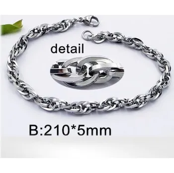 Řetízek 21cm dlouhý, 5mm široký ocelový náramek