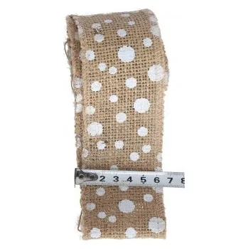 Stuha TL15, Jutová stuha s potiskem, kolečka, 6cmx2m