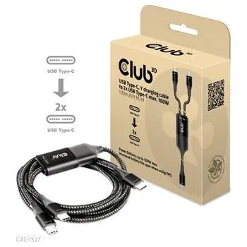 Počítač Club3D nabíjecí kabel USB Type-C, Y charging cable to 2x USB Type-C max. 100W, 1.83m/6ft M/M