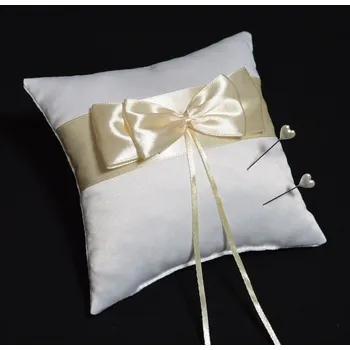 Svatební dekorace Šatoli.cz Bílo - champagne polštářek s mašlí