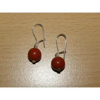 Drahý kámen Jaspis červený - Náušnice - kuličky - knu34