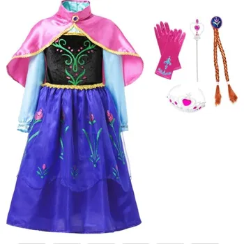 Karnevalový kostým Frozen (Ledové království) Dětské šaty (kostým) Frozen - princezna Anna s pláštěm Varianta: šaty s pláštěm a doplňky: spona s copy, klenoty a rukavice, Velikost: 4T / 120 (3-4 roky)