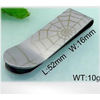 Spona na peníze Ocelová spona na peníze - s motivem pavučiny (světlá verze)