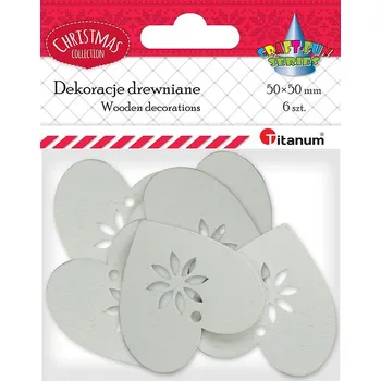Dřevěná dekorace-Srdíčka, bílé, 50x50mm, 6ks/bal.