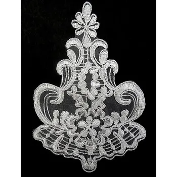 Nášivka N353, Nášivka, krajka květina vsadka bílá, 13,5 x 9 cm, 1ks