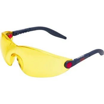 ochranné brýle 2742 - Ochranné brýle 3M Comfort, žlutý polykarbonátový zorník, nylonový rámek, 4 polohy délky postranic, modrá ramena, červené čepy