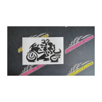 Samolepící dekorace SAMOLEPKA Motorkář 009 levá se spolujezdcem (17 - šedá) NA AUTO, NÁLEPKA, FÓLIE, POLEP, TUNING, VLASTNÍ TEXT, TISK, AUTOSAMOLEPKY.cz, POLEPY, OBRÁZEK, LOGO, SAMOLEPKY