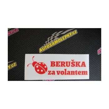 Polep vozidla SAMOLEPKA Beruška za volantem (10 - červená) NA AUTO, NÁLEPKA, FÓLIE, POLEP, TUNING, VLASTNÍ TEXT, TISK, AUTOSAMOLEPKY.cz, POLEPY, OBRÁZEK, LOGO, SAMOLEPKY