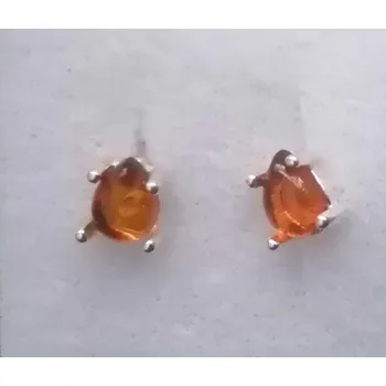 Náušnice Kulatý jantar - stříbrné náušnice