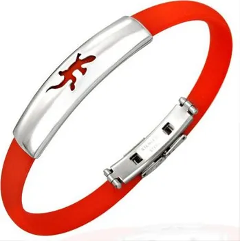 Náramek Ocelový náramek - červený s ještěrkou