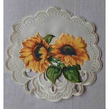 ubrus UBRUS vyšívaný prům. 20cm Slunečnice 02