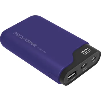 Powerbanka RealPower PB-7500C powerbanka Li-Ion, 7500 mAh, USB, USB-C®, námořnická modrá