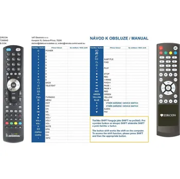 Dálkový ovladač General ZIRCON T3000HD PLUSTELKA - náhradní dálkový ovladač