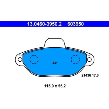 Brzdová destička Sada brzdových destiček, kotoučová brzda ATE 13.0460-3950.2