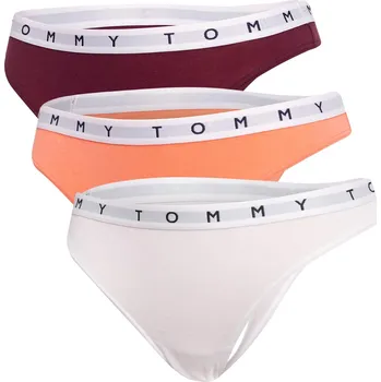 Dámské spodní prádlo TOMMY HILFIGER DÁMSKÉ KALHOTKY TANGA 3P THONG PEACH/BUDGUNDY/WHITE UW0UW02521 0V4 Velikost: S