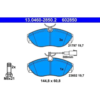 Brzdová destička Sada brzdových destiček, kotoučová brzda ATE 13.0460-2850.2
