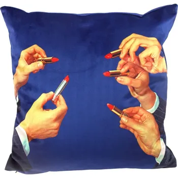 Polštář Polštář TOILETPAPER LIPSTICKS Seletti 50 x 50 cm modrý